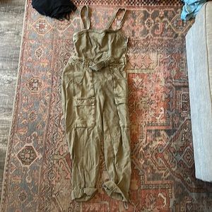Free People Go West Denim Cargo jumpsuit